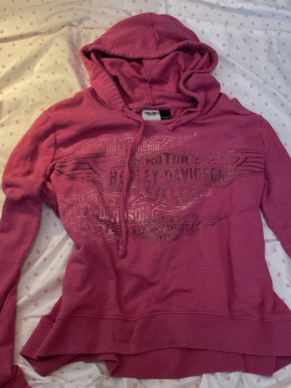 Harley Davidson pink y2k hoodie
